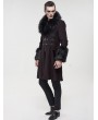 Devil Fashion Red Vintage Gothic Faux Fur Mid Length Winter Warm Coat for Men