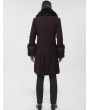 Devil Fashion Red Vintage Gothic Faux Fur Mid Length Winter Warm Coat for Men