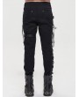 Devil Fashion Black Gothic Punk Daily Wear Straight Fitted Long Trousers for Men