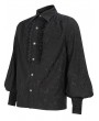 Devil Fashion Black Gothic Retro Jacquard Long Lantern Sleeve Shirt for Men