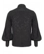 Devil Fashion Black Gothic Retro Jacquard Long Lantern Sleeve Shirt for Men