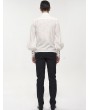 Devil Fashion White Gothic Retro Jacquard Long Lantern Sleeve Shirt for Men