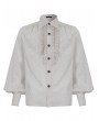 Devil Fashion White Gothic Retro Jacquard Long Lantern Sleeve Shirt for Men