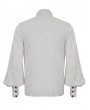 Devil Fashion White Gothic Retro Jacquard Long Lantern Sleeve Shirt for Men