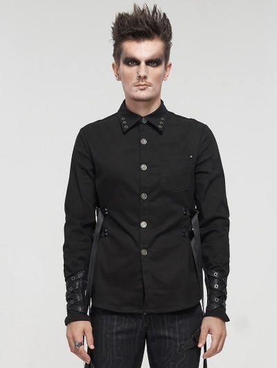 Devil Fashion Black Gothic Punk Daily Wear Long Sleeve Shirt for Men