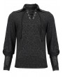 Devil Fashion Black Gothic Retro Jacquard Long Sleeve T-Shirt for Men