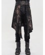 Devil Fashion Black Gothic Punk Open Front Irregular Half Skirt for Men