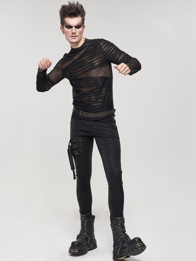 Devil Fashion Black Gothic Punk Net Transparent Long Sleeve