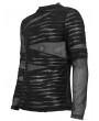 Devil Fashion Black Gothic Punk Transparent Net Long Sleeve T-Shirt for Men