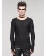 Devil Fashion Black Gothic Punk Asymmetric Long Sleeve T-Shirt for Men