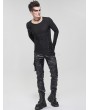 Devil Fashion Black Gothic Punk Asymmetric Long Sleeve T-Shirt for Men