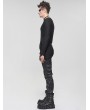 Devil Fashion Black Gothic Punk Asymmetric Long Sleeve T-Shirt for Men