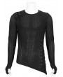 Devil Fashion Black Gothic Punk Asymmetric Long Sleeve T-Shirt for Men