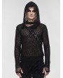Devil Fashion Black Gothic Punk Irregular Hooded Net T-Shirt for Men