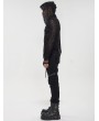 Devil Fashion Black Gothic Punk Irregular Hooded Net T-Shirt for Men