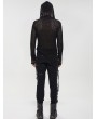 Devil Fashion Black Gothic Punk Irregular Hooded Net T-Shirt for Men