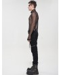 Devil Fashion Black Gothic Punk Net Transparent Long Sleeve T-Shirt for Men