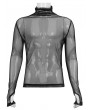 Devil Fashion Black Gothic Punk Net Transparent Long Sleeve T-Shirt for Men