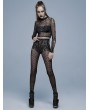 Punk Rave Black and White Gothic Skinny Skeleton Print Leggings for Women