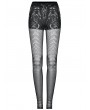 Punk Rave Black and White Gothic Skinny Skeleton Print Leggings for Women