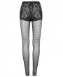 Punk Rave Black and White Gothic Skinny Skeleton Print Leggings for Women