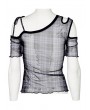 Punk Rave Black Gothic Grunge Daily Wear plaid Mesh T-Shirt for Women