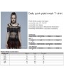 Punk Rave Black Gothic Grunge Daily Wear plaid Mesh T-Shirt for Women