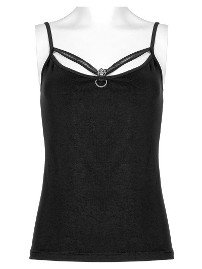 Punk Rave Black Gothic Daily Wear Sexy Camisoles for Women 