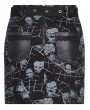 Punk Rave Black Gothic Punk Skull Printing Short Skirt for Women