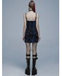 Punk Rave Blue Gothic Grunge Punk Abstract Printing Slip Dress