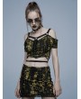 Punk Rave Yellow Gothic Grunge Punk Knitted Sexy Short T-Shirt for Women