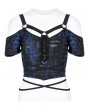 Punk Rave Blue Gothic Grunge Punk Knitted Sexy Short T-Shirt for Women