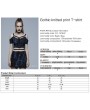 Punk Rave Blue Gothic Grunge Punk Knitted Sexy Short T-Shirt for Women