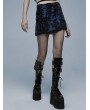 Punk Rave Blue Gothic Grunge Punk Decadent Knitted Short Skirt for Women