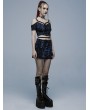 Punk Rave Blue Gothic Grunge Punk Decadent Knitted Short Skirt for Women