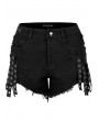 Punk Rave Black Gothic Punk Jeans Shorts for Women