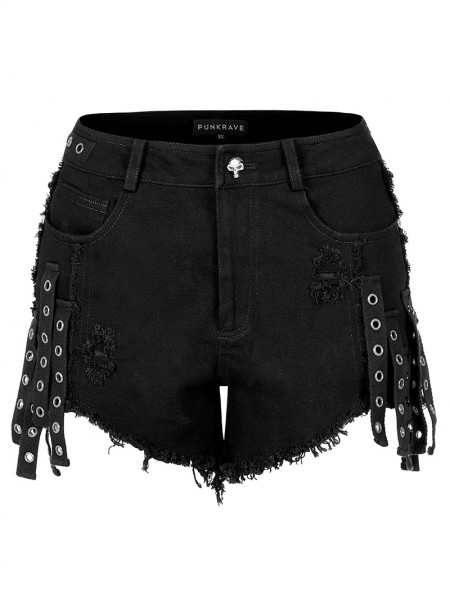 Punk Rave Black Gothic Punk Jeans Shorts for Women - DarkinCloset.com