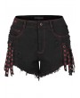 Punk Rave Black and Red Gothic Punk Jeans Shorts for Women