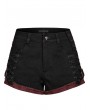 Punk Rave Black and Red Gothic Punk Daily Wear Shorts for Women