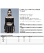 Punk Rave Black Sexy Gothic Off-the-Shoulder Long Sleeve Short T-Shirt for Women