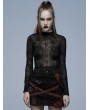 Punk Rave Black Gothic Spider Web Printting Perspective Long Sleeve T-Shirt for Women