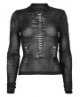Punk Rave Black Gothic Spider Web Printting Perspective Long Sleeve T-Shirt for Women