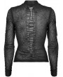Punk Rave Black Gothic Spider Web Printting Perspective Long Sleeve T-Shirt for Women