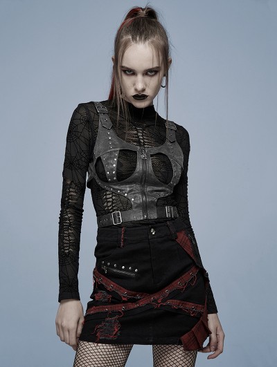 Punk Rave Gray Gothic Punk Hollow-out Vest for Women