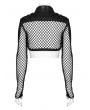 Punk Rave Black Gothic Punk Mesh Bat Short Jacket for Women