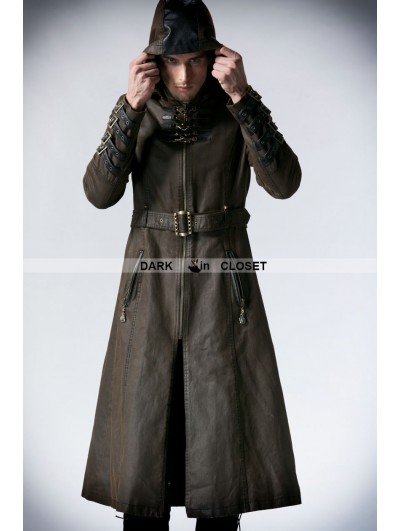 Punk Rave Coffee Vintage Gothic Steampunk Coat for Men 