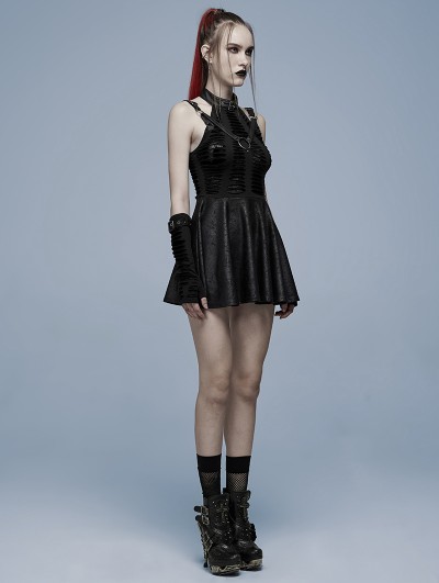 Punk Rave Black Gothic Punk Sexy Spider Web Short Dress - DarkinCloset.com