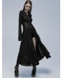 Punk Rave Black Gothic Hollow-out Lace Applique Long Hooded Trench Coat for Women