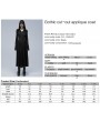 Punk Rave Black Gothic Hollow-out Lace Applique Long Hooded Trench Coat for Women