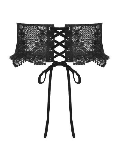 Dark in Love Black Gothic Noble Embroidered Underbust Corset Waistband for Women